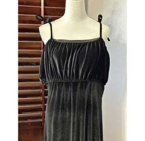 Zelie For She Womens Blouson Dress Black Velour Stretch Sleeveless 2XL (b5)